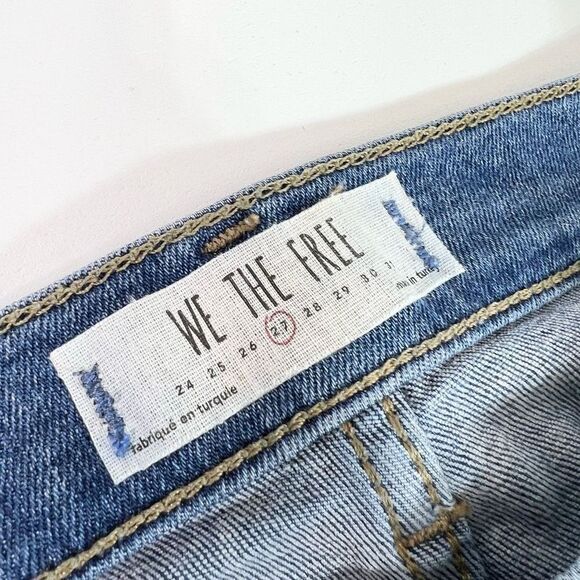 We The Free Skinny Jeans Women's 27 Blue Ripped Fringe Distressed Frayed Denim - Picture 4 of 10